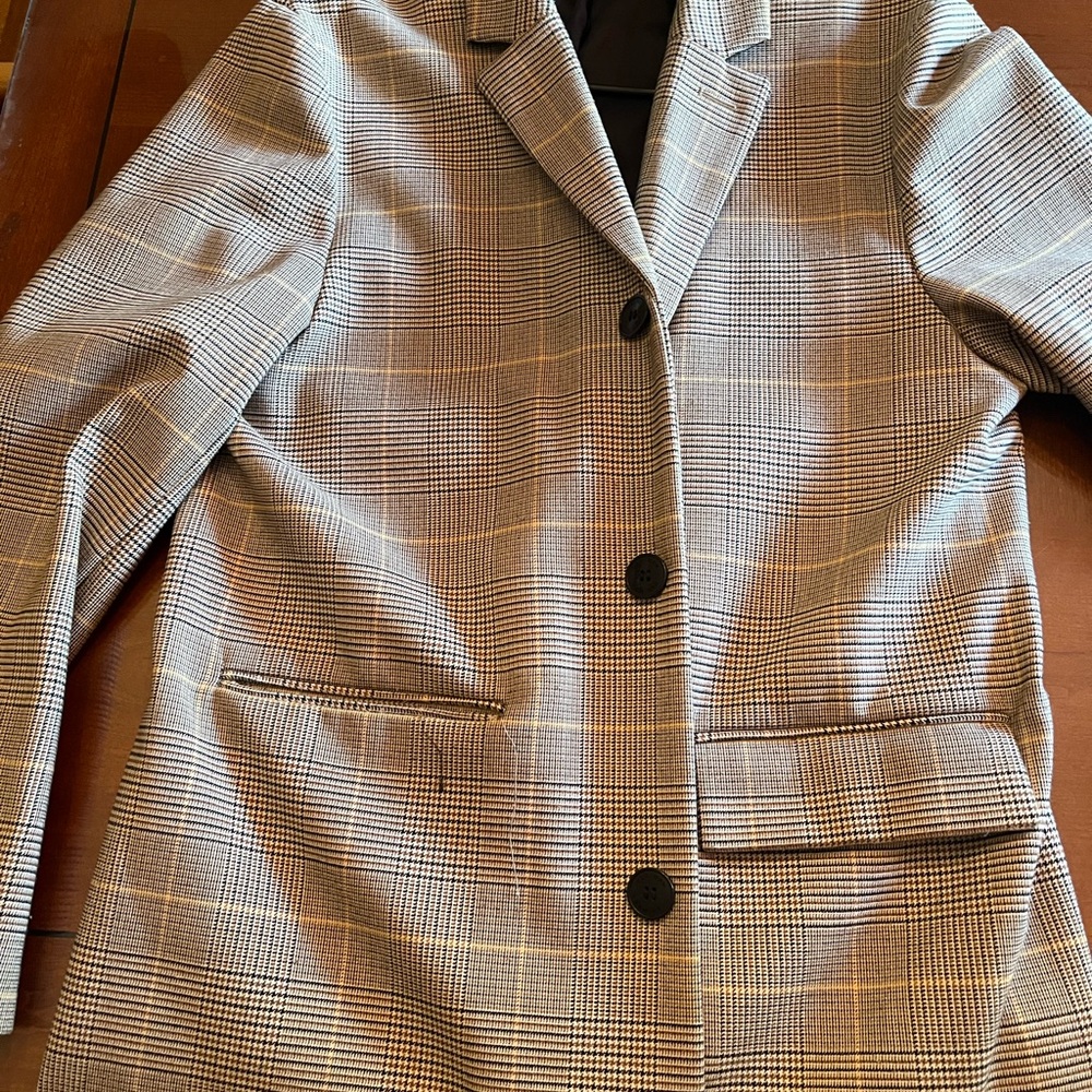 H&M Gray Plaid Pea Coat